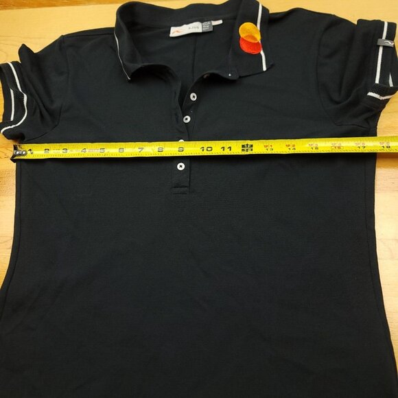 KJUS Womens 38 M Shirt Polo Short Sleeve Sport Fit Black UPF 30 Master Card Logo - Picture 5 of 13